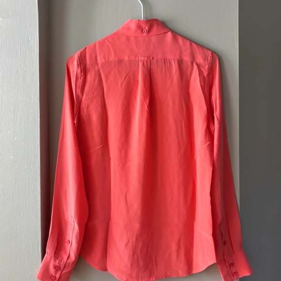 Soft Silk Button Up, Coral, Size XS - Picture 2 of 4